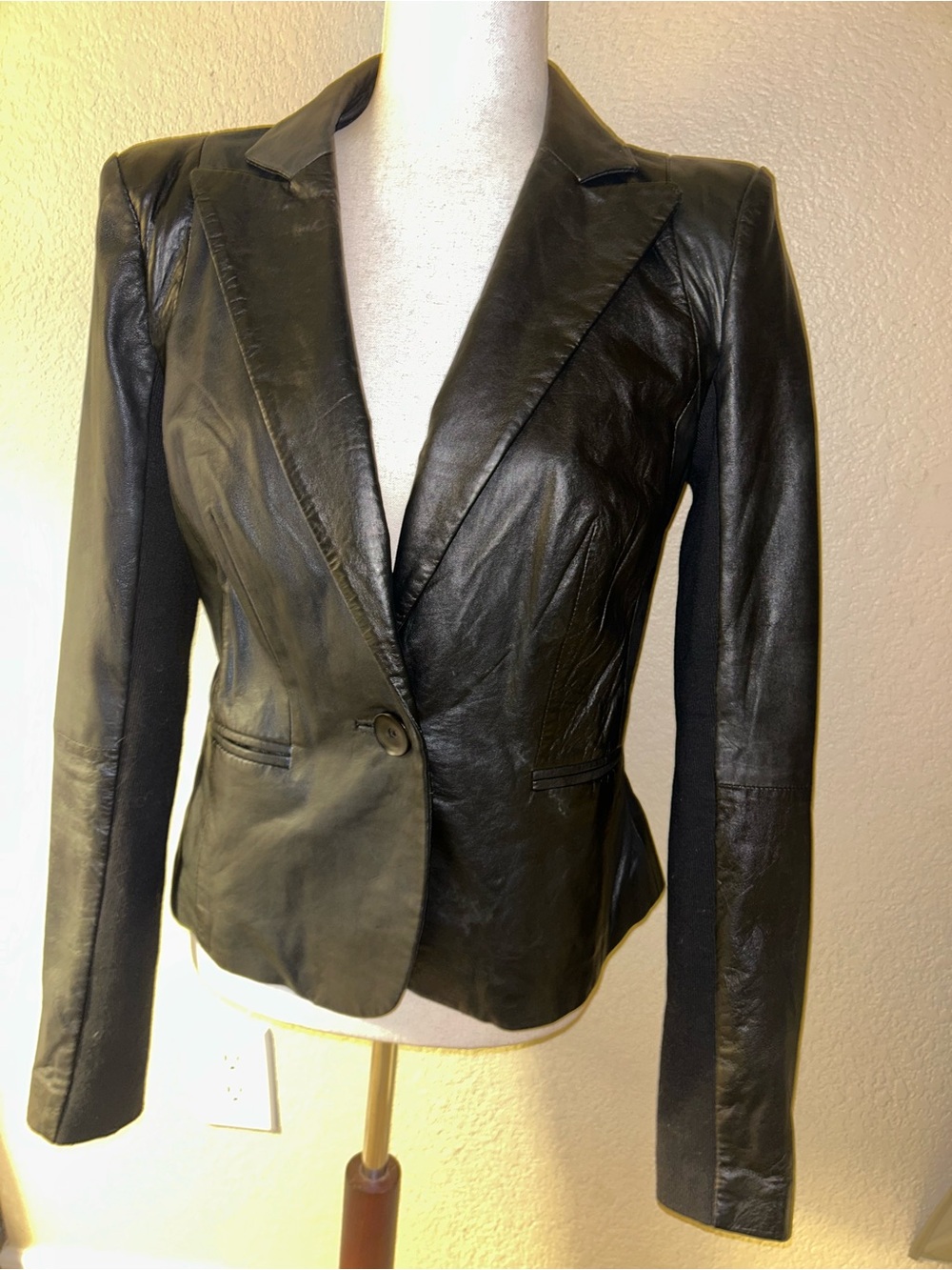 Trouve Black Leather Blazer Jacket